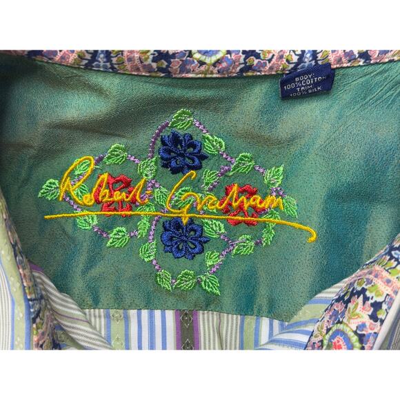 Robert Graham Men's Long Sleeve Multicolor Striped Button Up Shirt - Size XL - Picture 3 of 5